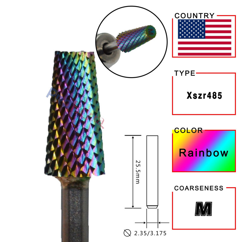 NAILTOOLS 5.2 kis trapéz alakú kúpos hordó arany ezüst Sötétlila kék szivárvány rózsa arany 5 színű körömfúró vágó