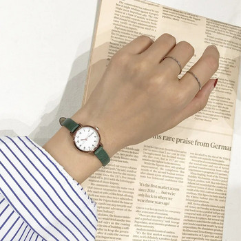 Simple Retr Дамски кафяви бели малки часовници Многофункционална кожена каишка с тънка каишка Дамски кварцов часовник Ръчен часовник Reloj Mujer