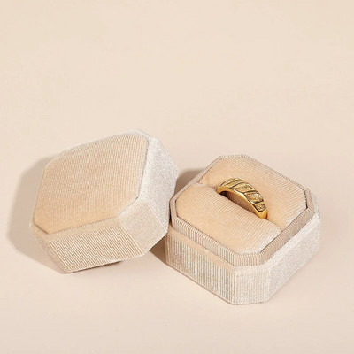 Vintage Οκτάγωνο Τετράγωνο Βελούδινο Μονό και Διπλό Δαχτυλίδι Κουτί με Αποσπώμενο Καπάκι Σκουλαρίκια Πρόταση Δώρα αρραβώνων για τελετή γάμου
