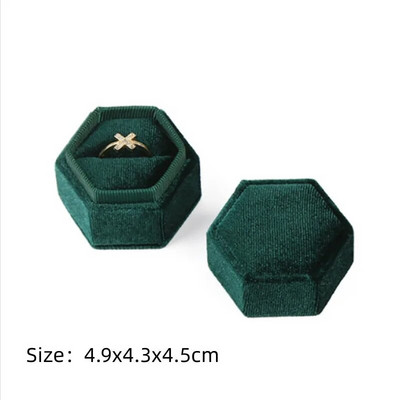 Vintage Οκτάγωνο Τετράγωνο Βελούδινο Μονό και Διπλό Δαχτυλίδι Κουτί με Αποσπώμενο Καπάκι Σκουλαρίκια Πρόταση Δώρα αρραβώνων για τελετή γάμου