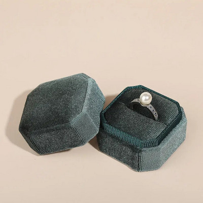 Vintage Οκτάγωνο Τετράγωνο Βελούδινο Μονό και Διπλό Δαχτυλίδι Κουτί με Αποσπώμενο Καπάκι Σκουλαρίκια Πρόταση Δώρα αρραβώνων για τελετή γάμου