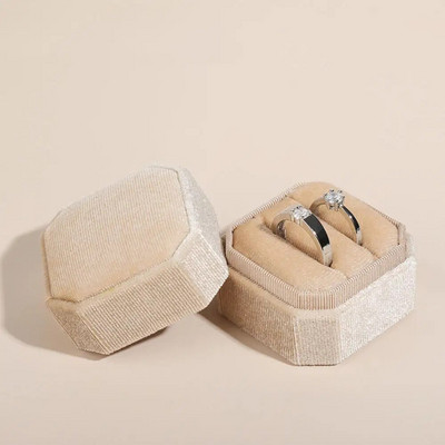 Vintage Οκτάγωνο Τετράγωνο Βελούδινο Μονό και Διπλό Δαχτυλίδι Κουτί με Αποσπώμενο Καπάκι Σκουλαρίκια Πρόταση Δώρα αρραβώνων για τελετή γάμου