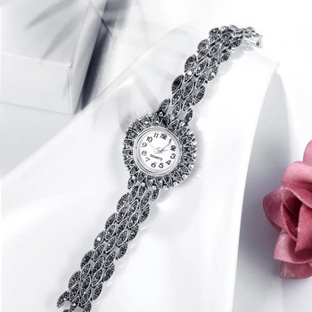 Модни старинни часовници с гривна със сребърно покритие за жени Изящни аксесоари за кварцови часовници Елегантен женски ръчен часовник Подаръци