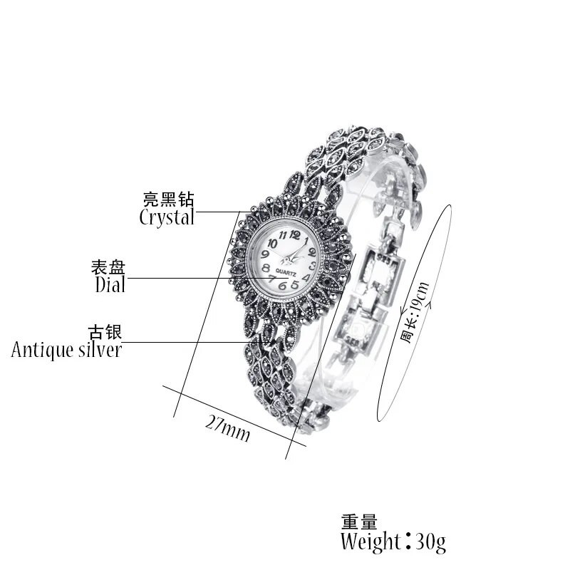 Modni stari posrebreni satovi s narukvicama za žene Izvrsni dodaci za kvarcne satove Ženski elegantni ručni satovi Pokloni