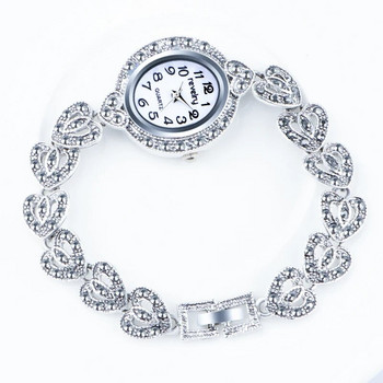 QINGXIYA Brand Luxury γυναικεία ρολόγια με γκρι κρύσταλλο βραχιόλι μόδας Γυναικείο φόρεμα Γυναικείο ρολόι χειρός αντίκες ασημί χαλαζία