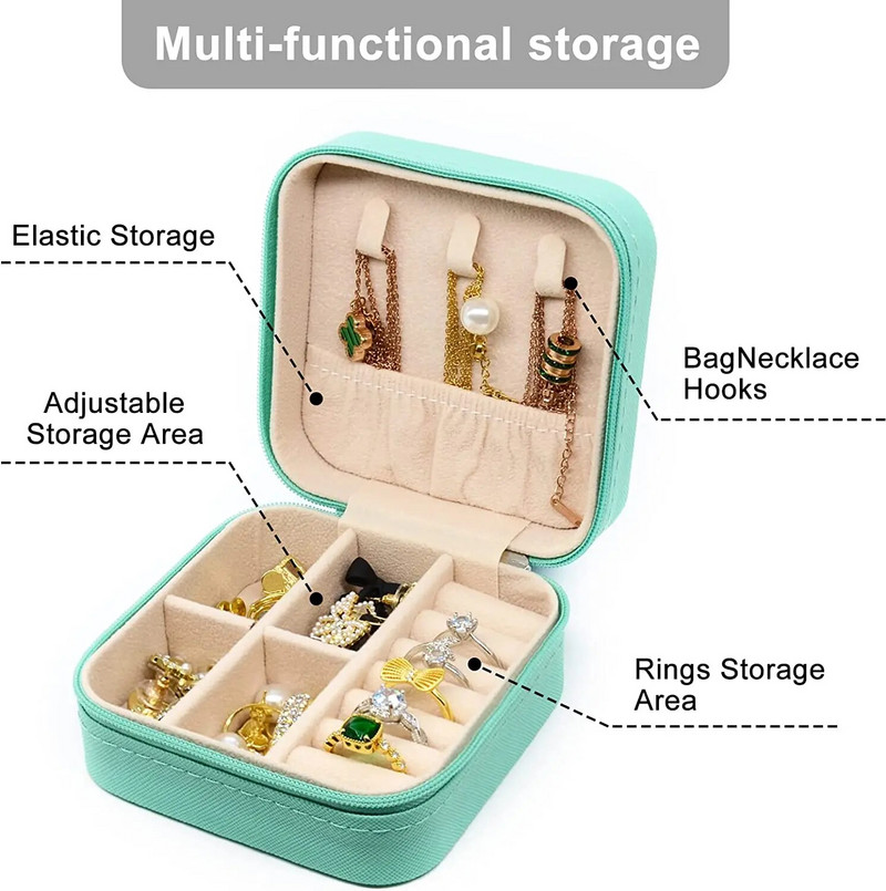 PU odinė maža papuošalų dėžutė Kelioninis nešiojamasis dėklas žiedui pakabukui auskarui karoliai apyrankės organizatoriaus laikymo laikiklio dėžutės