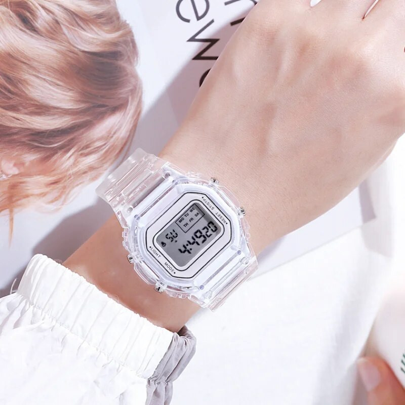 Ceas electronic LED Sport pentru studenți Ceas impermeabil în aer liber Afișaj digital săptămânal Ceasuri de mână digitale pătrate mici Comerț cu ridicata