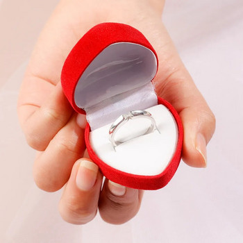 Кадифени кутии за пръстени във формата на червено сърце Кутии за бижута Витрини за обеци Поставка Кутия за подарък Кутия за сватбени пръстени Брояч Дисплейни пръстени