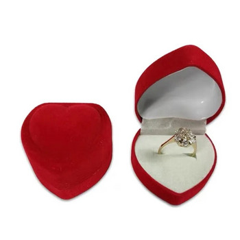 Кадифени кутии за пръстени във формата на червено сърце Кутии за бижута Витрини за обеци Поставка Кутия за подарък Кутия за сватбени пръстени Брояч Дисплейни пръстени