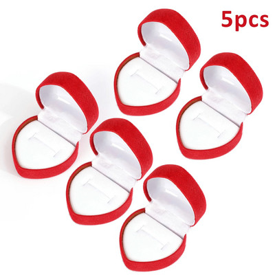 Sametine punane südamekujuline sõrmusekarbid Ehtekarbid Kõrvarõngad Vitriinümbrised Hoidikud Kinkekarp Abielusõrmuste karbi leti vitriinrõngad