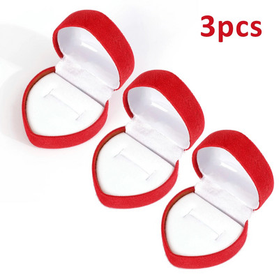 Sametine punane südamekujuline sõrmusekarbid Ehtekarbid Kõrvarõngad Vitriinümbrised Hoidikud Kinkekarp Abielusõrmuste karbi leti vitriinrõngad