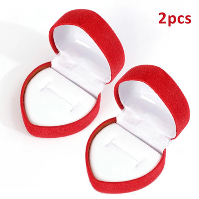 Sametine punane südamekujuline sõrmusekarbid Ehtekarbid Kõrvarõngad Vitriinümbrised Hoidikud Kinkekarp Abielusõrmuste karbi leti vitriinrõngad