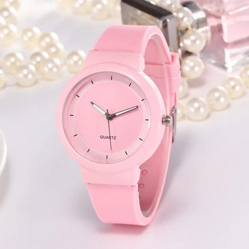 Γυναικεία μόδα Casual λουράκι σιλικόνης αναλογικό ροζ κοριτσίστικο Quartz στρογγυλό ρολόι Relogio Feminino Simple Round Horloges Γυναικεία ρολόγια