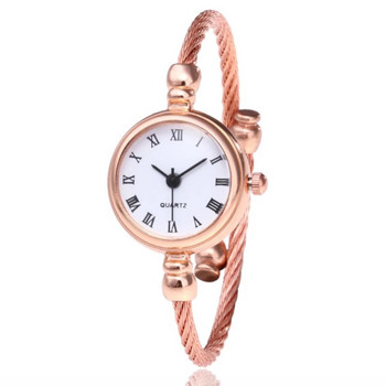 Малка златна гривна с гривна Луксозен часовник от неръждаема стомана Ретро дамски кварцови ръчни часовници Модна ежедневна рокля Дамски часовници