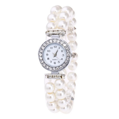 Дамска перлена каишка за часовник Кварцов ръчен часовник Моден изчистен кварцов ръчен часовник Reloj Mujer Montre Femme Relogio