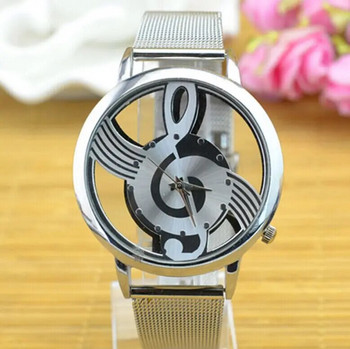 Дамски часовници Луксозни модни музикални ноти Благороден часовник Кожена каишка Водоустойчив кварц Reloj Mujer Мъжки часовници Relogio Hot Salling