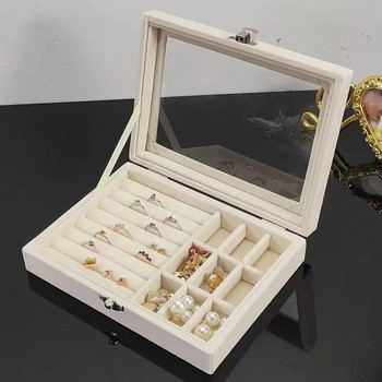 Кутия за съхранение на бижута Обеци Пръстен Колие Организатори Съхранение Прозрачен държач за бижута Дисплейна кутия за класификация на бижута