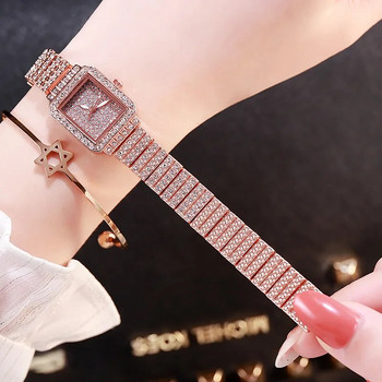Νέα γυναικεία ρολόγια επώνυμα Πολυτελές χρυσό βραχιόλι Ρολόι Γυναικεία ρολόγια Rhinestone Γυναικείο ρολόι Reloj Mujer Montre Femme Δώρα