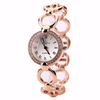 Επωνυμία Rose Gold Πολυτελή γυναικεία ρολόγια φόρεμα για κορίτσια Ρολόι χαλαζία Βραχιόλι ρολόι Γυναικείο ρολόι χειρός Crystal Relogio Feminino