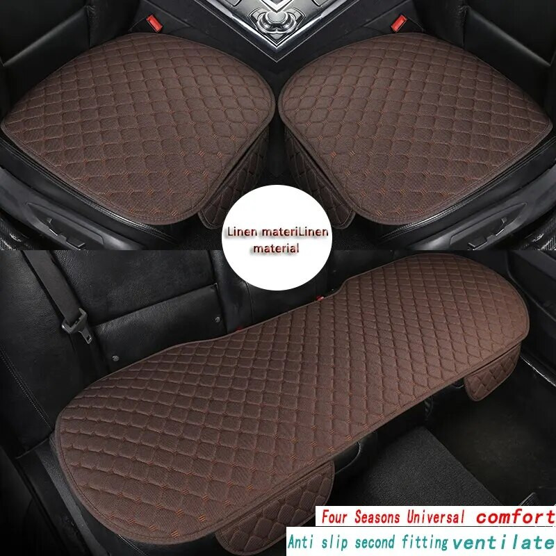 Linasest tikitud tikitud autopadi ilma seljatoeta Four Seasons universaalne kolmeosaline komplekt