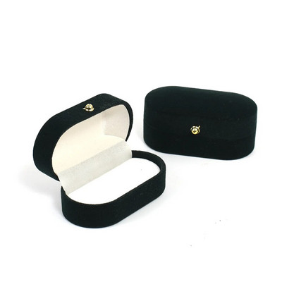 Catifea de lux, ovală, cutie de inele pentru cupluri, suport pentru cercei cu inel dublu, afișaj, nuntă, logodnă, cutii pentru inele pentru depozitare bijuterii