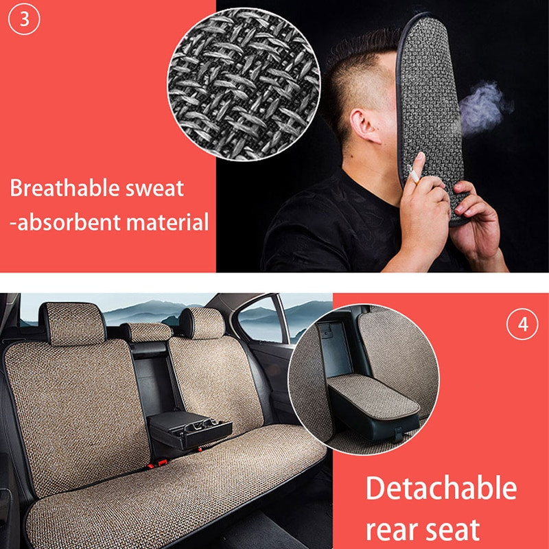 SEAMETAL linasest turvaistme kate hingav, higikindel linane autoistme padi seljatoe padjaga 4-hooaja universaalne 98% sõidukitele