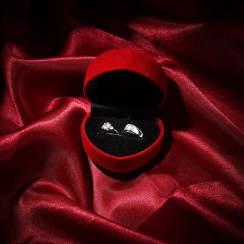 Βελούδινο κουτί δαχτυλιδιού καρδιάς υψηλής ποιότητας Κόκκινα δαχτυλίδια σε σχήμα αγάπης Θήκη σκουλαρίκι Κουτιά αρραβώνων Δώρο γάμου Αγίου Βαλεντίνου Επίδειξη κοσμημάτων