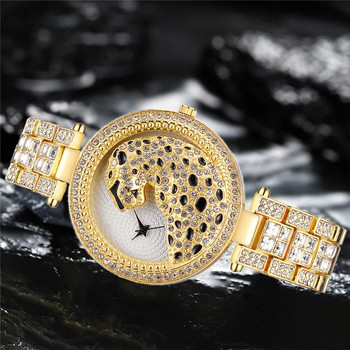 Γυναικείο χρυσό ρολόι λεοπάρ Γυναικείο ρολόι ρολόι από χαλαζία, πολυτελές, γυναικείο ρολόι, κρυστάλλινο διαμάντι, γυναικείο ρολόι Relogio Feminino