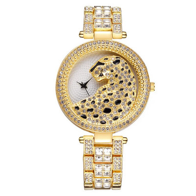 Naiste kuldne leopardkell Luksuslik mood Bling Naistekell Naiste kvartskell Kristall-teemant Naistele Kell Relogio Feminino