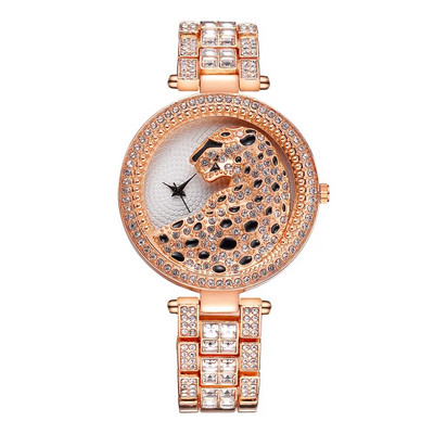 Naiste kuldne leopardkell Luksuslik mood Bling Naistekell Naiste kvartskell Kristall-teemant Naistele Kell Relogio Feminino