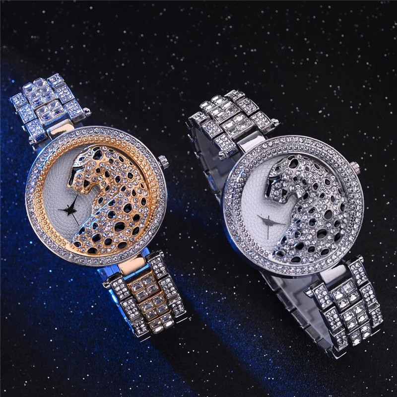 Γυναικείο χρυσό ρολόι λεοπάρ Γυναικείο ρολόι ρολόι από χαλαζία, πολυτελές, γυναικείο ρολόι, κρυστάλλινο διαμάντι, γυναικείο ρολόι Relogio Feminino