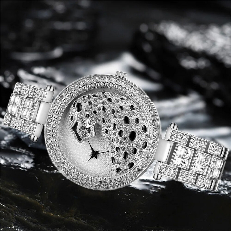 Γυναικείο χρυσό ρολόι λεοπάρ Γυναικείο ρολόι ρολόι από χαλαζία, πολυτελές, γυναικείο ρολόι, κρυστάλλινο διαμάντι, γυναικείο ρολόι Relogio Feminino