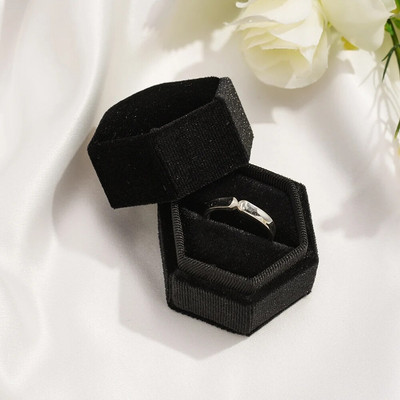 Senovinė aksominė žiedų dėžutė šešiakampės formos nuimama vestuvinio žiedo auskarų laikiklio dėklas Organizatoriaus laikymo žiedo ekrano pakuotė Dovana