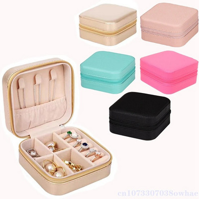 1pcs Mini Organizator de bijuterii Display Bijuterii de călătorie Cutii cu fermoar Carcasă cercei Colier Inel Cutie portabilă pentru bijuterii Depozitare din piele