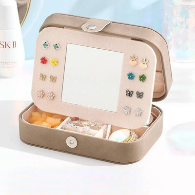Juvelierizstrādājumu kastīte, seniors smalka gredzenu kastīte kaklarotas auskari auskari aksesuāri saņem somiņu spoguļkastes pārnēsāšanai