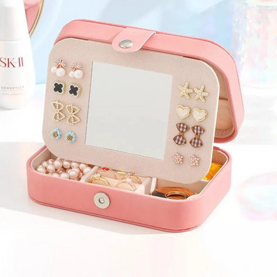 Juvelierizstrādājumu kastīte, seniors smalka gredzenu kastīte kaklarotas auskari auskari aksesuāri saņem somiņu spoguļkastes pārnēsāšanai