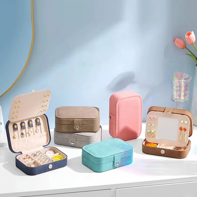 Juvelierizstrādājumu kastīte, seniors smalka gredzenu kastīte kaklarotas auskari auskari aksesuāri saņem somiņu spoguļkastes pārnēsāšanai