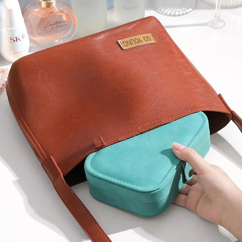 Juvelierizstrādājumu kastīte, seniors smalka gredzenu kastīte kaklarotas auskari auskari aksesuāri saņem somiņu spoguļkastes pārnēsāšanai