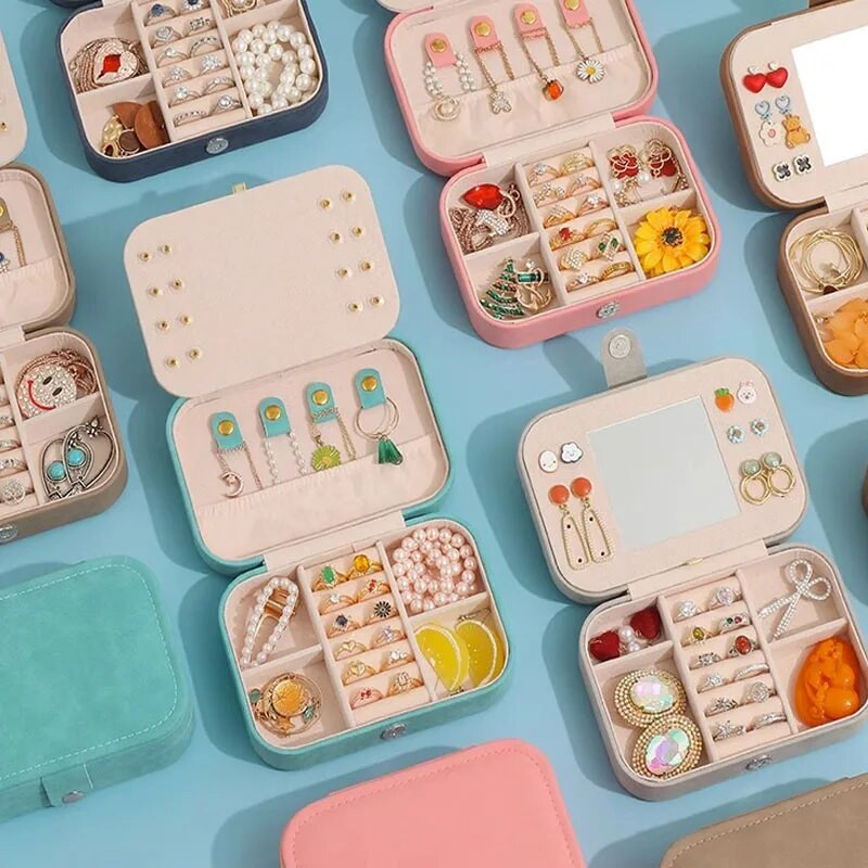 Juvelierizstrādājumu kastīte, seniors smalka gredzenu kastīte kaklarotas auskari auskari aksesuāri saņem somiņu spoguļkastes pārnēsāšanai