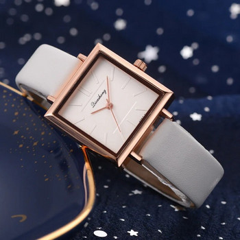 Дамски ръчен часовник Квадратни кварцови часовници Тенденция Модни луксозни дамски часовници от PU кожа Прости елегантни дамски часовници за жени