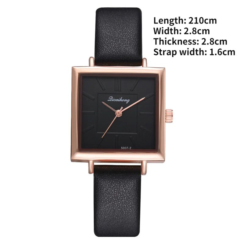 Naiste randmekell, ruudukujuline kvartskell, trend, mood Luksuslikud PU-nahast naiste käekellad Lihtsad elegantsed naiste käekellad naistele
