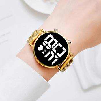 Πολυτελή ψηφιακά γυναικεία ρολόγια Ροζ χρυσό Μαγνητικό πλέγμα Γυναικείο ρολόι LED Quartz Γυναικείο ρολόι Relogio Feminino Dropshipping