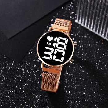 Πολυτελή ψηφιακά γυναικεία ρολόγια Ροζ χρυσό Μαγνητικό πλέγμα Γυναικείο ρολόι LED Quartz Γυναικείο ρολόι Relogio Feminino Dropshipping