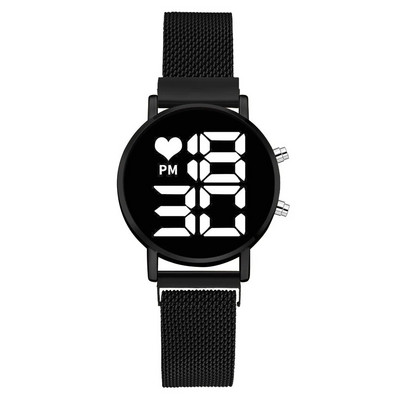 Luksuslikud digitaalsed naiste käekellad Roosa kullaga magnetvõrgust rihmaga naiste LED-kvartskell Naiste kell Relogio Feminino Dropshipping