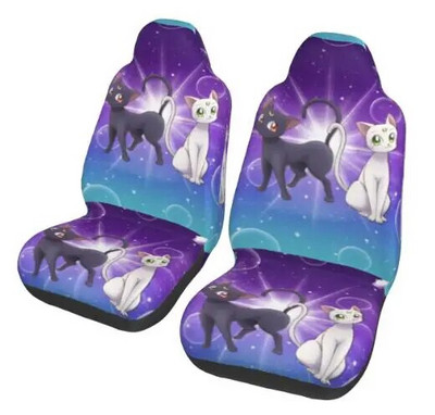 Cute Cat universalus automobilio sėdynės užvalkalas Moon Girl priekinė galinė pleiskanojanti audinio pagalvėlė poliesterio žvejybai skirtos automobilio sėdynės užvalkalo rinkinys 2 moterims