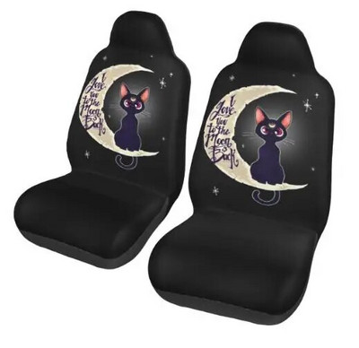 Cute Cat universalus automobilio sėdynės užvalkalas Moon Girl priekinė galinė pleiskanojanti audinio pagalvėlė poliesterio žvejybai skirtos automobilio sėdynės užvalkalo rinkinys 2 moterims