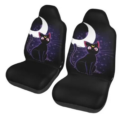 Cute Cat universalus automobilio sėdynės užvalkalas Moon Girl priekinė galinė pleiskanojanti audinio pagalvėlė poliesterio žvejybai skirtos automobilio sėdynės užvalkalo rinkinys 2 moterims