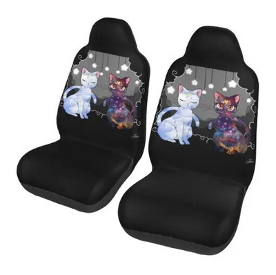 Cute Cat universalus automobilio sėdynės užvalkalas Moon Girl priekinė galinė pleiskanojanti audinio pagalvėlė poliesterio žvejybai skirtos automobilio sėdynės užvalkalo rinkinys 2 moterims