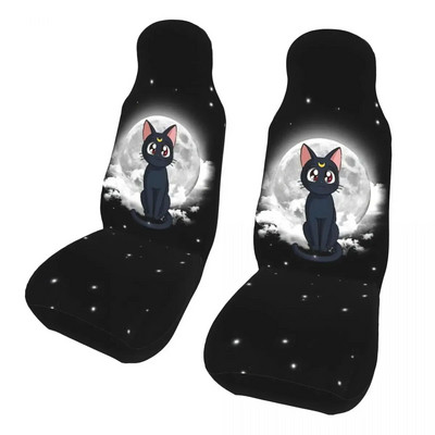 Cute Cat universalus automobilio sėdynės užvalkalas Moon Girl priekinė galinė pleiskanojanti audinio pagalvėlė poliesterio žvejybai skirtos automobilio sėdynės užvalkalo rinkinys 2 moterims