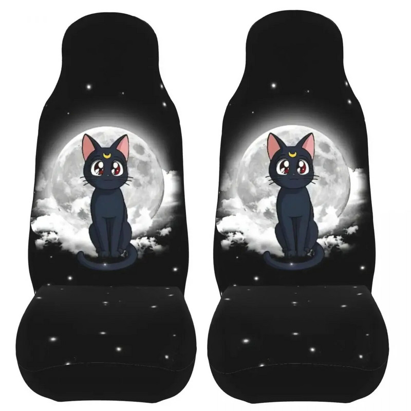 Cute Cat universalus automobilio sėdynės užvalkalas Moon Girl priekinė galinė pleiskanojanti audinio pagalvėlė poliesterio žvejybai skirtos automobilio sėdynės užvalkalo rinkinys 2 moterims